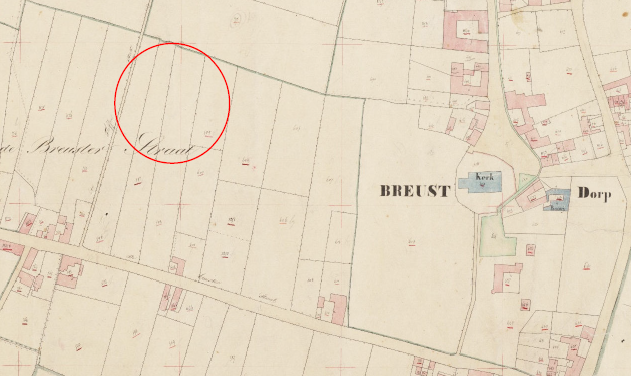 Uitsnede uit de kadastrale minuutkaart uit 1828